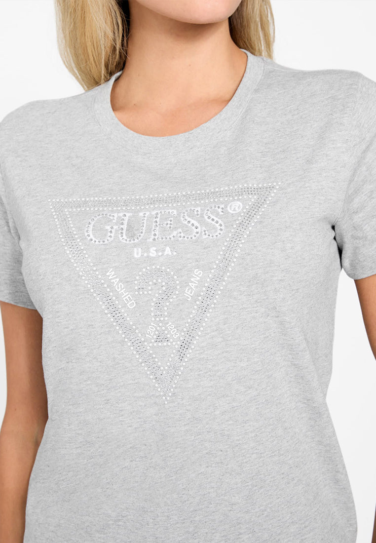 Short Sleeves Crew Neck Krystal Triangle Tee