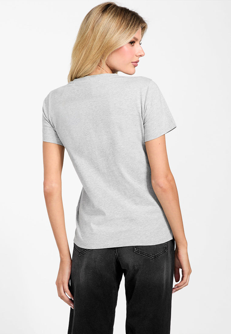 Short Sleeves Crew Neck Krystal Triangle Tee