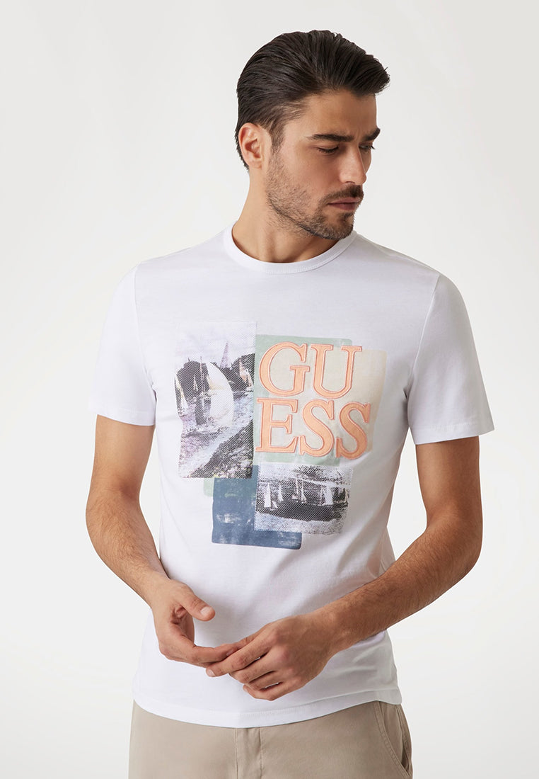 Short Sleeves Crew Neck Sail Boat Guess Tee