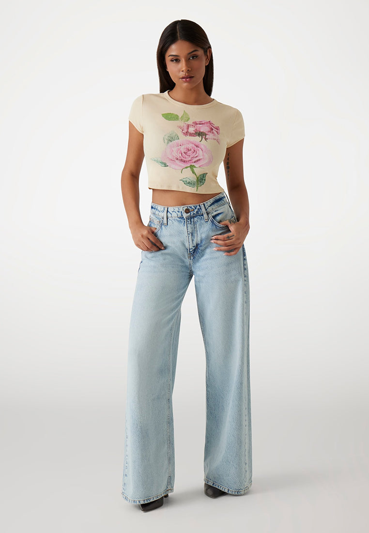 Shortsleeves Vintage Rose Fitted Rib Tee