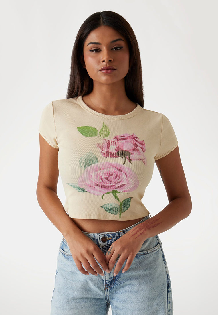 Shortsleeves Vintage Rose Fitted Rib Tee