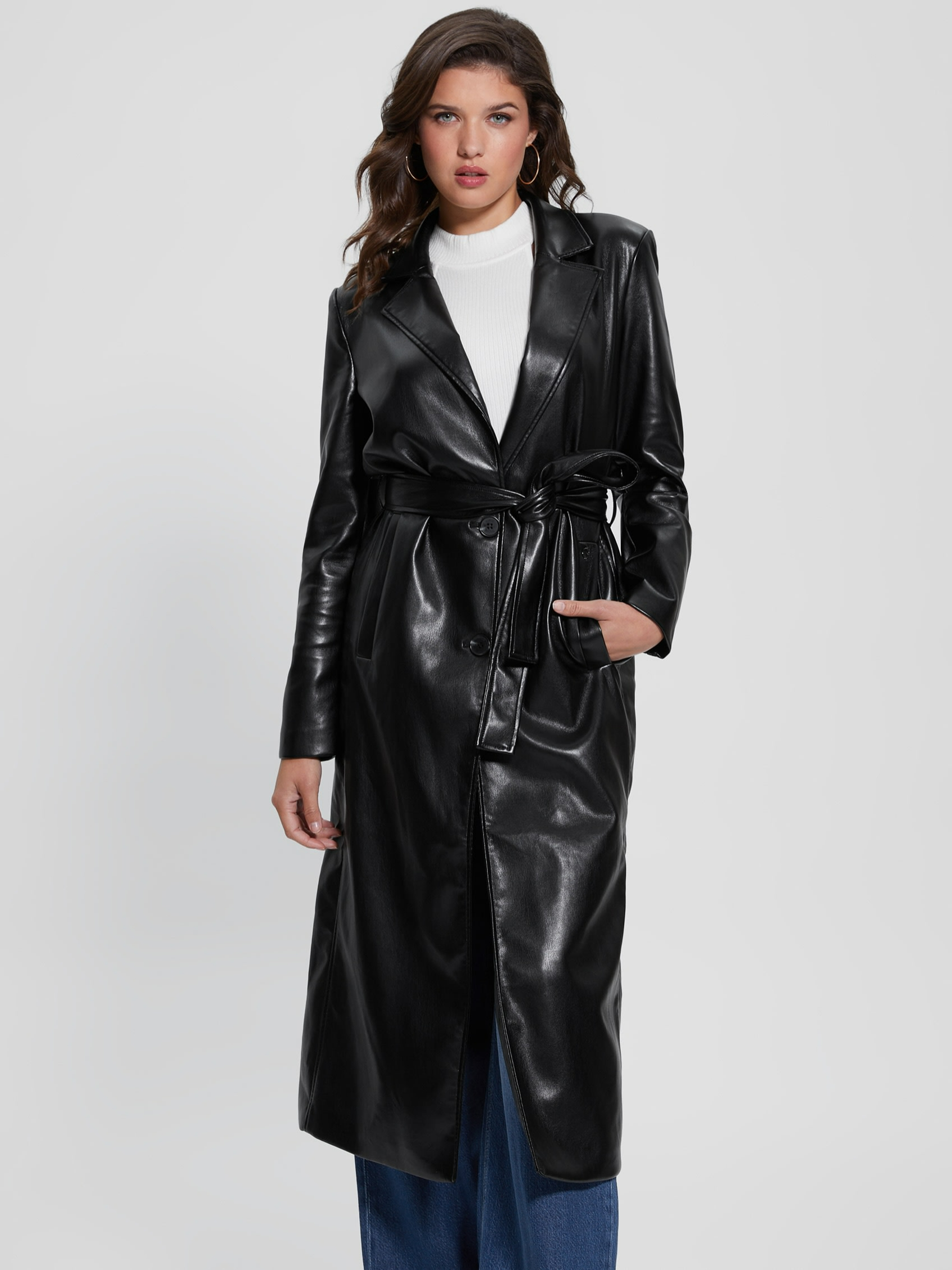 GEA FAUX-LEATHER TRENCH COAT | Guess Philippines