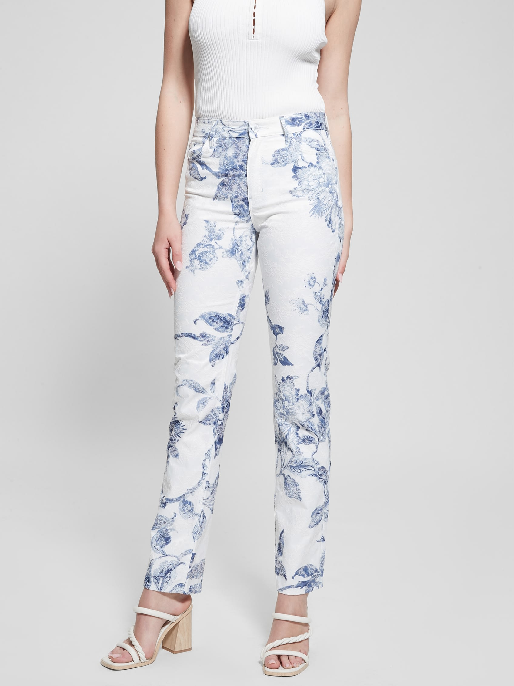 1981 Floral Mid-Rise Straight Woven Pants | Guess Philippines