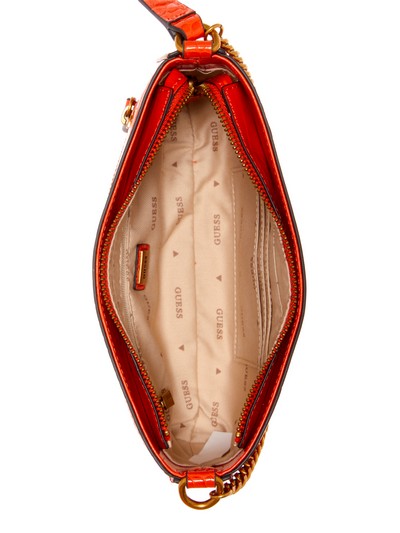 Guess Katey Croc Mini Top Zip Shoulder Bag in Red