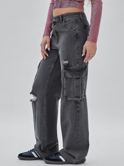 SHEIN Tall Light Wash Paper Bag Waist Mom Fit Jeans