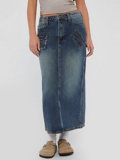 Go Mid Cargo Denim Skirt