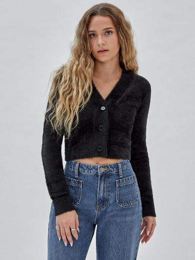 Go Fuzzy Cropped Cardigan