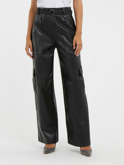 Guess Originals CLAIRE PINTUCK FLARED PANTS - Trousers - jet black/black 