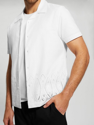 Ss Poplin Border Eyelet Shirt