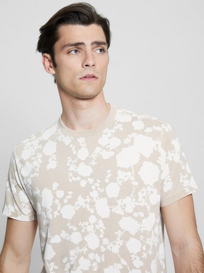 Short-sleeve Floral Burnout Crew